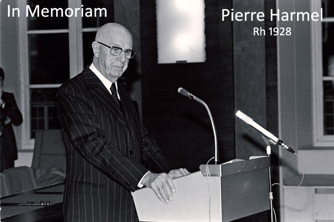 Pierre Harmel (Ancien du Collège Saint-Servais Rh 1928) 16 mars 1911 - 15 novembre 2009